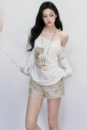 Sheer UV Protection One-Shoulder Top