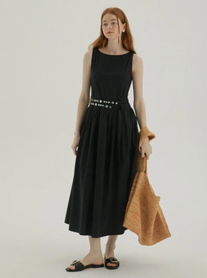 Shell Belt Sleeveless Midi Dress