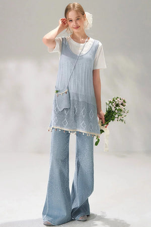 Shell Jacquard Knitted Vest Set