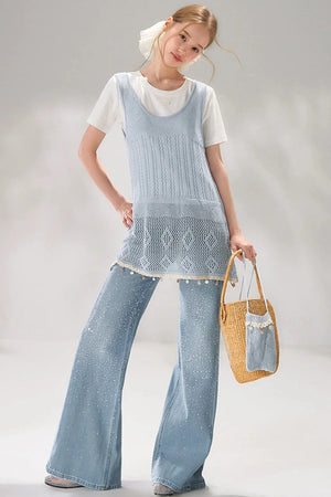 Shell Jacquard Knitted Vest Set