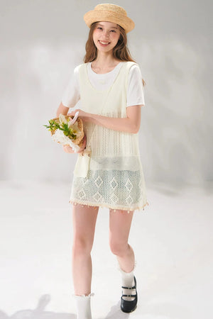 Shell Jacquard Knitted Vest Set