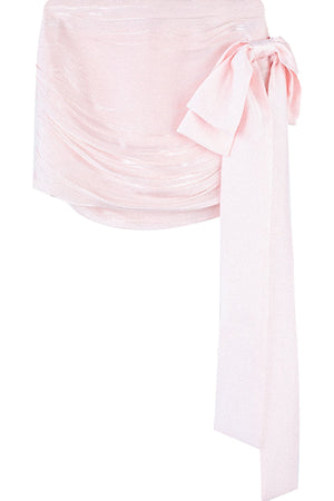 Shimmering Powder Bandeau Top and Pleated Skirt Set