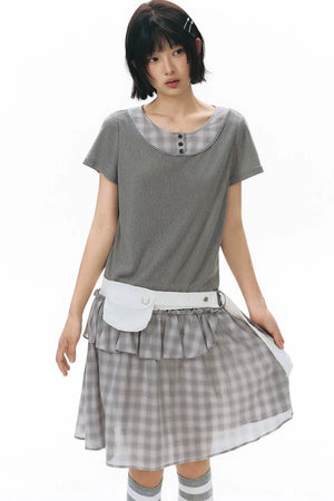 Shirt Collar Layered Dress