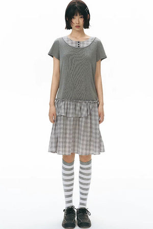 Shirt Collar Layered Dress