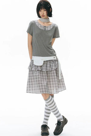 Shirt Collar Layered Dress