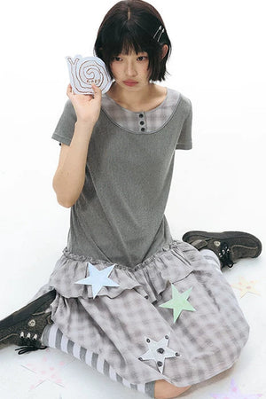 Shirt Collar Layered Dress
