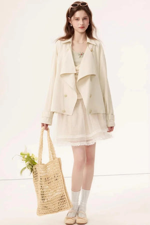 Short Double-Breasted Trench Coat