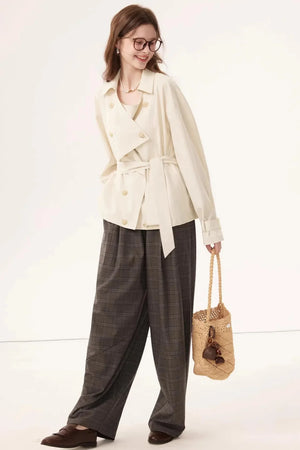 Short Double-Breasted Trench Coat