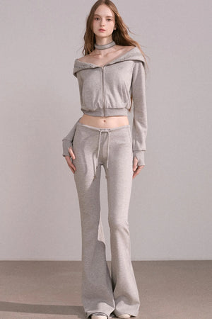Short Hoodie Cardigan Set-Up