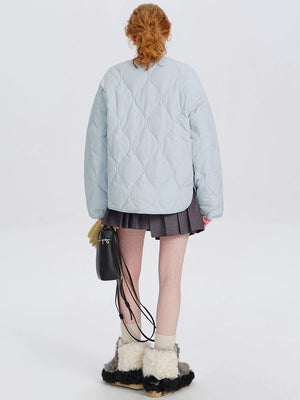 Short light rhombic down jacket