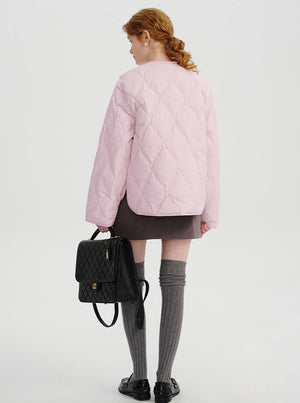 Short light rhombic down jacket