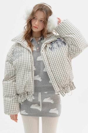 Short Thickened Plaid Cotton Coat