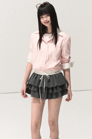Shrine Plaid Woolen Cake A-Line Skirt
