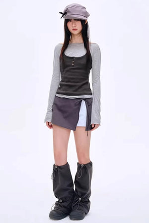 Side Slit Hip-Hugging Skirt Pants