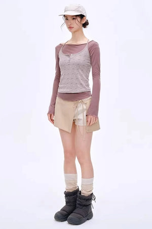 Side Slit Hip-Hugging Skirt Pants