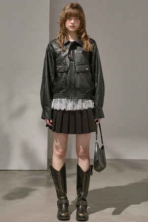 Silk Classic Pleated Puffy Short Skirt
