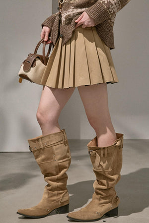 Silk Classic Pleated Puffy Short Skirt