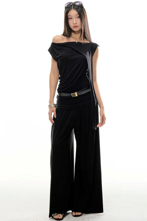 Silk Pleated Vest Pants Set-Up