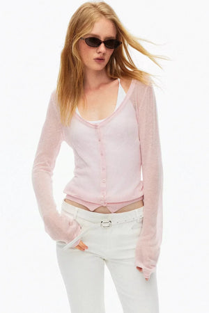 Silk Wool Hollow-Out Cardigan