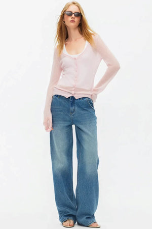 Silk Wool Hollow-Out Cardigan
