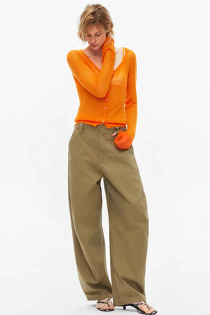 Silk Wool Hollow-Out Cardigan