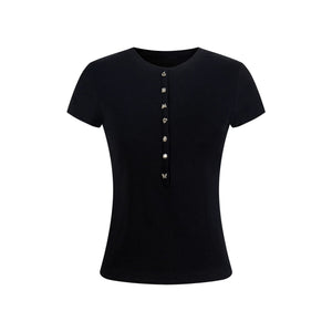 Simple Black Button-Down Top
