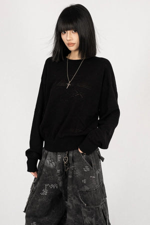 Simple Black Knitwear Sweater