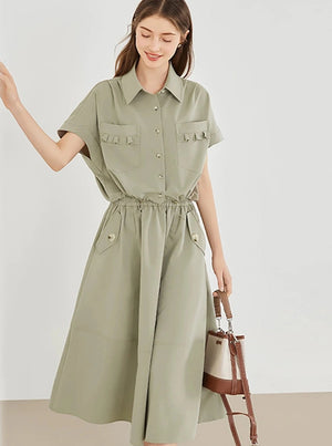 Simple Shirt With Skirt Two-Piece Set