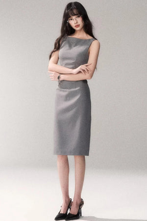 Siren Off-Shoulder Gray Dress