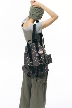 Six-Pointed Star Multi-Pocket Canvas Backpack