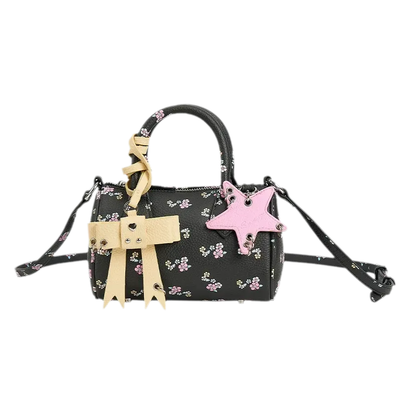 Floral Print Bow Boston Bag