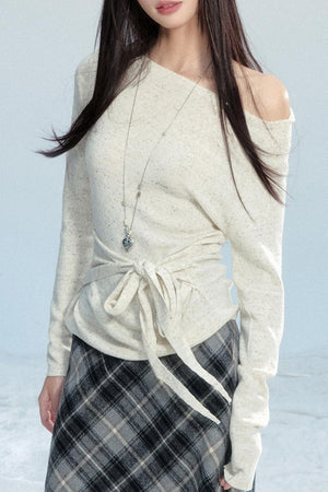 Slanted Shoulder Knit Shirt
