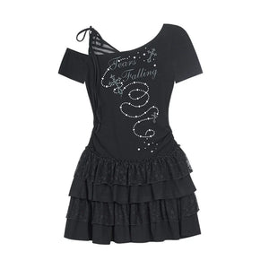 Slash Print Patchwork Dress