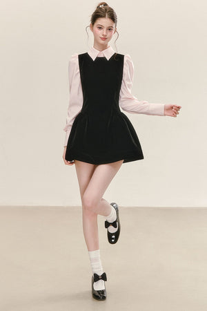 Sleeveless Black Tank Dress and Shirt Set