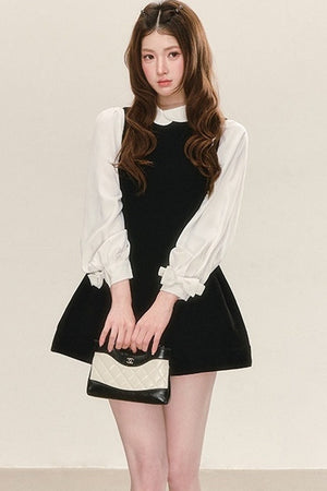 Sleeveless Black Tank Dress and Shirt Set