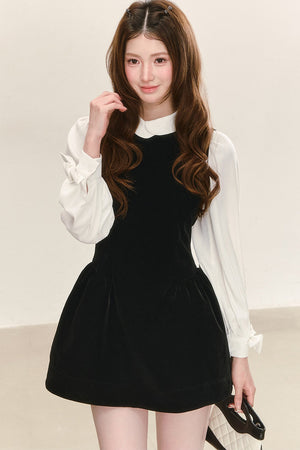 Sleeveless Black Tank Dress and Shirt Set