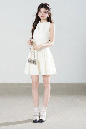 Sleeveless Cowl Neck A-Line Dress