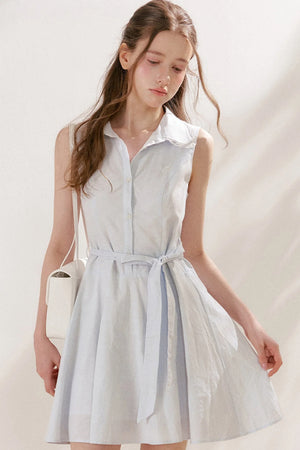 Sleeveless Linen Cotton Lace Polo Dress