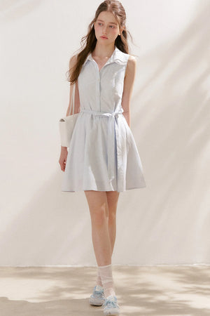 Sleeveless Linen Cotton Lace Polo Dress