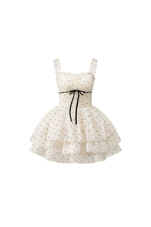 Sleeveless Polka Dot Puffy Dress