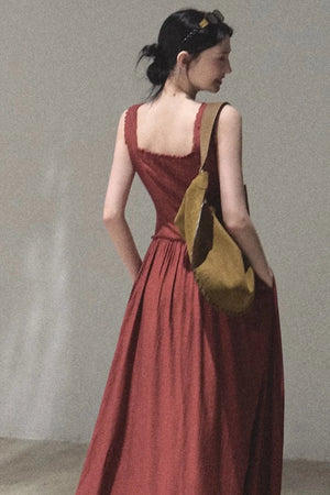 Sleeveless Ruffled Square Neck Dress