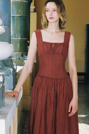 Sleeveless Ruffled Square Neck Dress