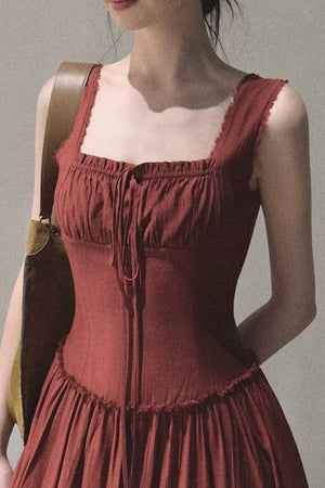 Sleeveless Ruffled Square Neck Dress