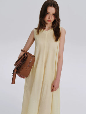 Sleeveless Textured Midi Vest Dress