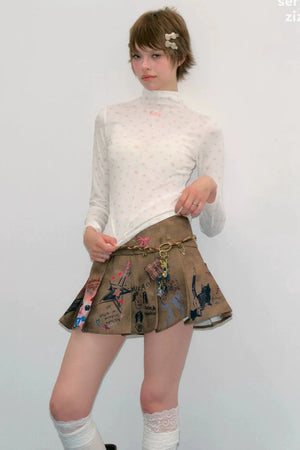 Slightly Sheer Floral Long Sleeve Knit Base Shirt