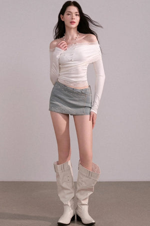 Slim A-Line Denim Skirt