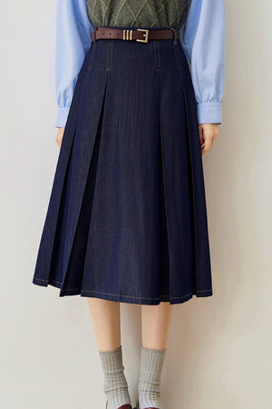Slim A-Line Retro Denim Skirt