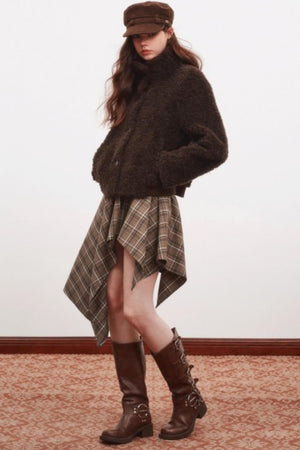 Slim Atmosphere Plaid Skirt