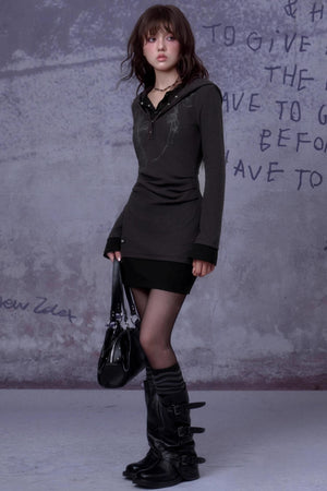 Slim Cross Hoodie Dress