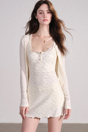 Slim Fit Cardigan and Tank Dress Set-Up